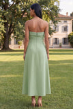 Yellow A Line Strapless Floral Maxi Wedding Guest Dress