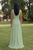 Butter Yellow Sheath V-Neck Floral Long Wedding Guest Dress