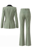 Dark Green Peak Lapel 2 Piece Slim Fit Single Breasted Prom Suits