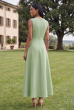Hot Pink A Line Round Neck Floral Maxi Wedding Guest Dress