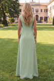 Hot Pink A Line Boat Neck Floral Long Wedding Guest Dress