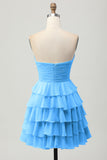 Light Yellow Sweetheart Ruched Ruffled Short Homecoming Dress with Bow