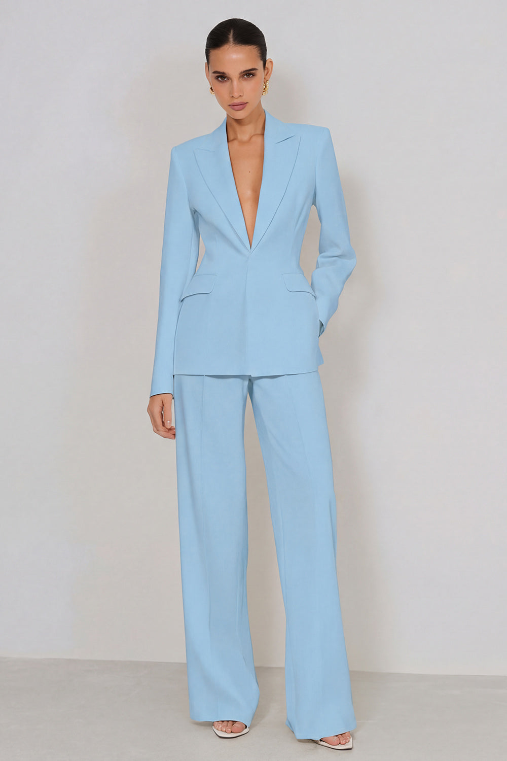 2 Piece Ivory Peak Lapel Long Sleeves Business Suits