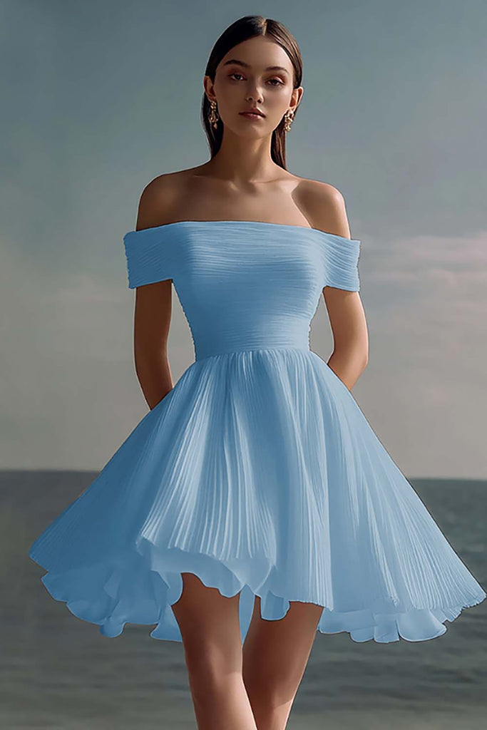 ZAPAKASA Women White A Line Chiffon Mini Graduation Dress Ruffled
