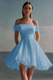 White A Line Mini Off the Shoulder Graduation Dress