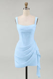 Ivory Ruched Thick Straps Short Corset Graduation Dress with Ruffles