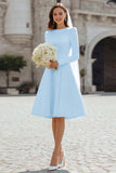 Ivory Satin Short A Line Wedding Dress with Sleeves