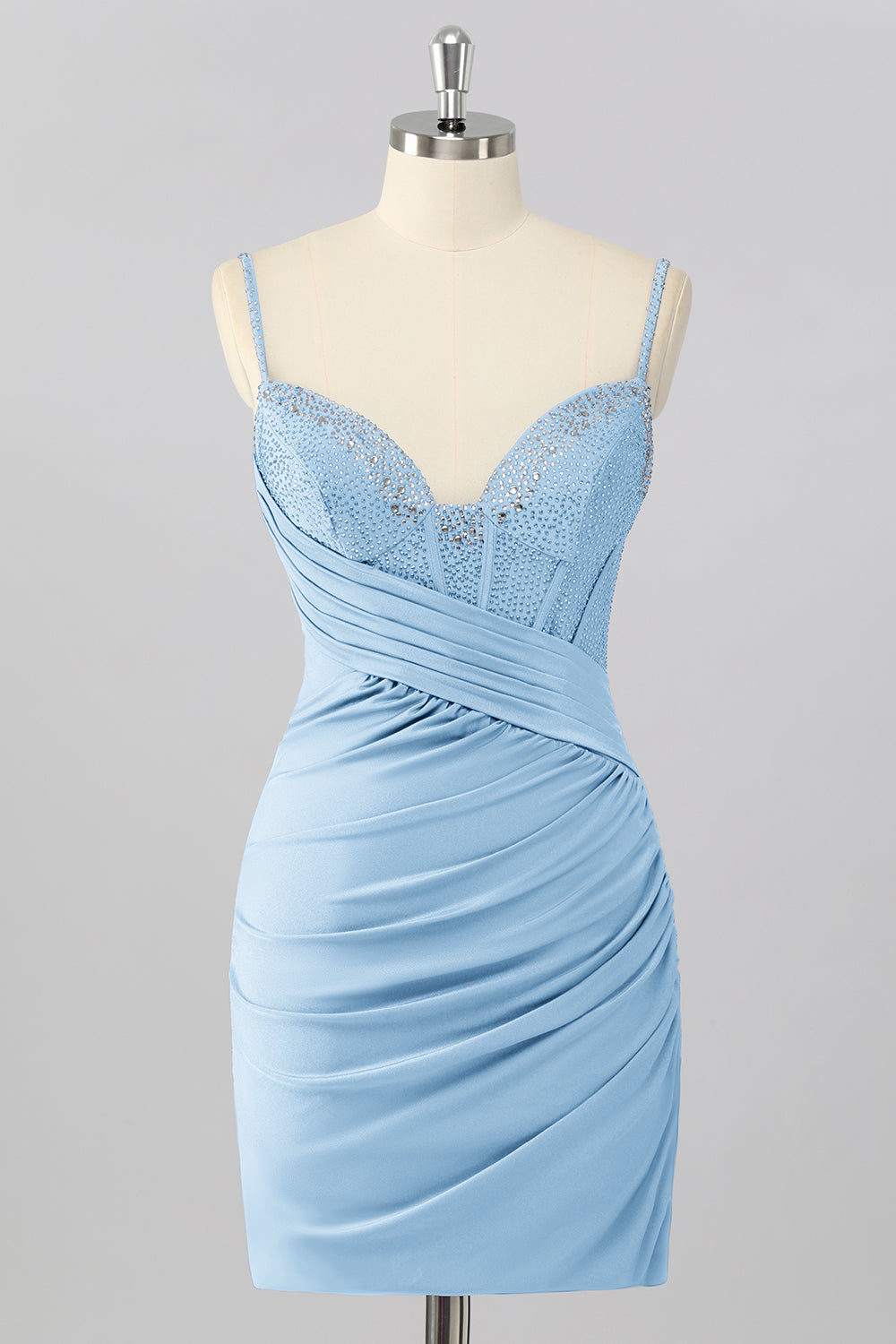 Sparkly Royal Blue Tight Short Corset Homecoming Dress with Beading