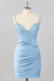 Sparkly Royal Blue Tight Short Corset Homecoming Dress with Beading