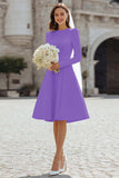 Ivory Satin Short A Line Wedding Dress with Sleeves