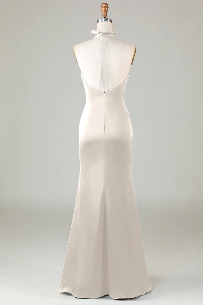 Grass Green Mermaid Halter Long Bridesmaid Dress main image 0