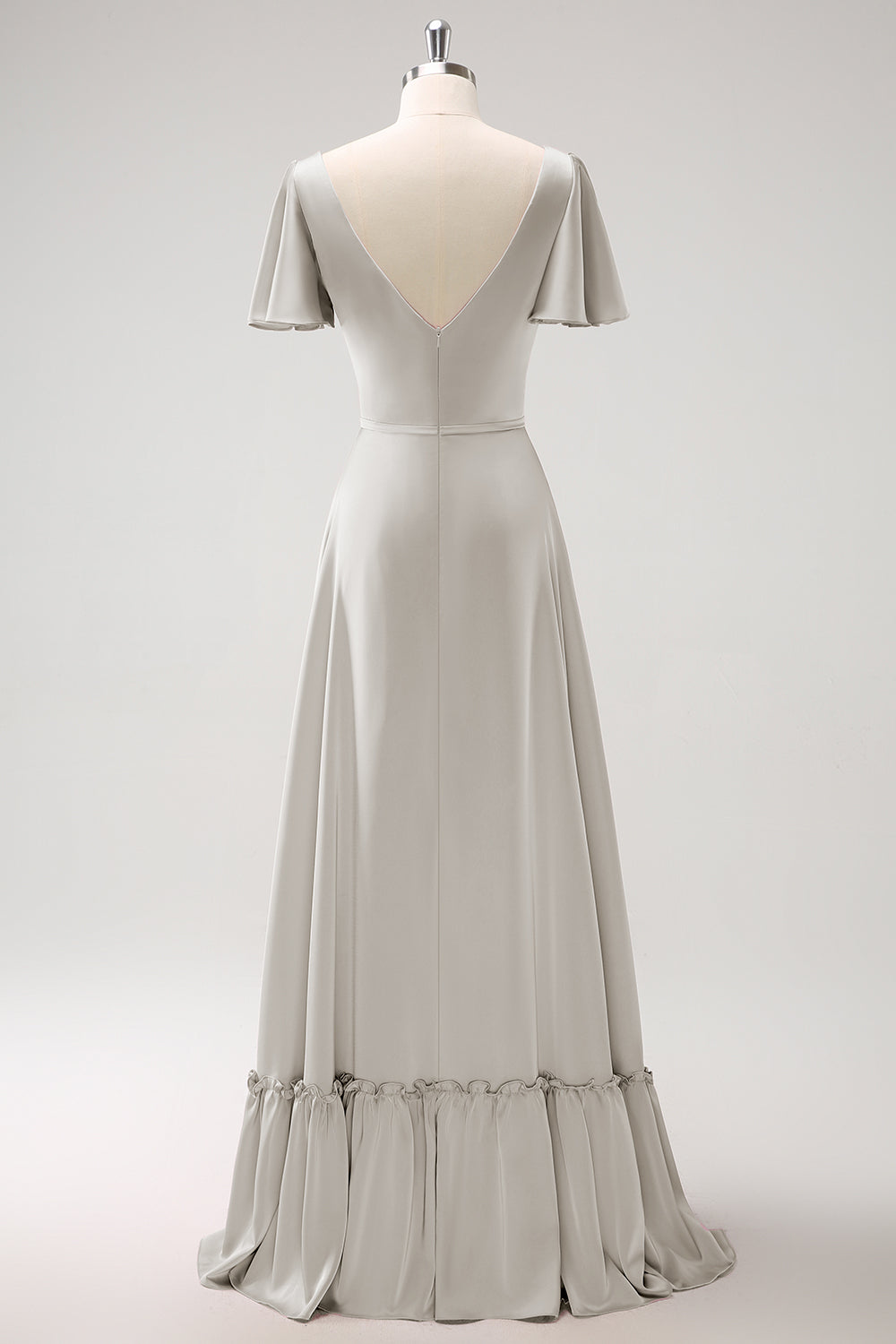 ZAPAKASA Women Eucalyptus Bridesmaid Dress A-Line Ruffle Wrap Short Sleeves Long Satin Wedding Party Dress ZAPAKASA Women Eucalyptus Bridesmaid Dress A-Line Ruffle Wrap Short Sleeves Long Satin Wedding Party Dress