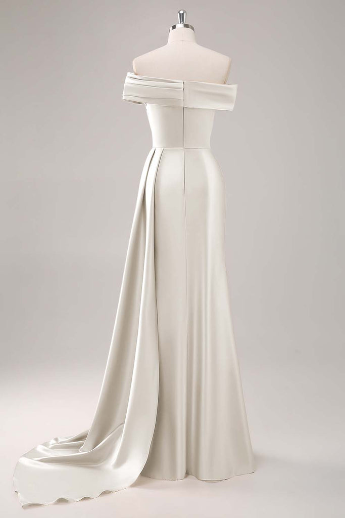 Off-the-shoulder Ruched Sheath Long Slit Dress Lilac main image 1