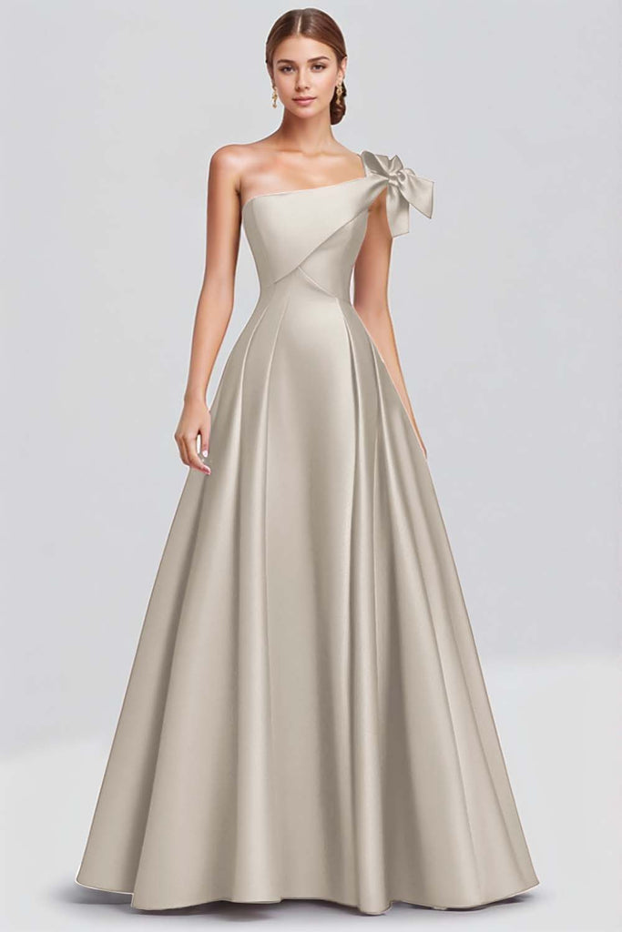Fuchsia Lace One-Shoulder A-Line Formal Dress with Detachable Sleeves VK23101101