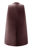 White Satin Peak Lapel Cape Short Work Blazer Dress with Belts