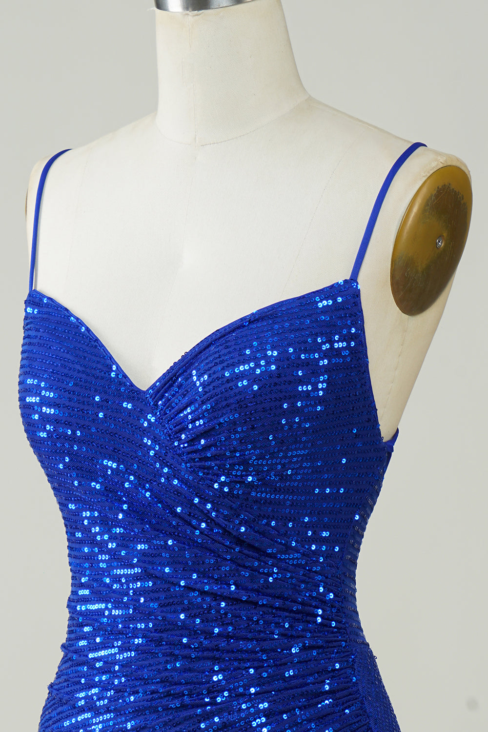Blue Sequined Tight Backless Short Homecoming Dress