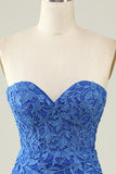 Tight Royal Blue Short Homecoming Dress with Appliques