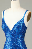 Sparkly Bodycon Spaghetti Straps White Lace-Up Back Short Homecoming Dress with Beading