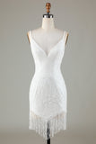 Sparkly Bodycon Spaghetti Straps Peacock Blue Lace-Up Back Short Homecoming Dress with Beading
