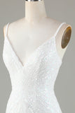 Sparkly Bodycon Spaghetti Straps Peacock Blue Lace-Up Back Short Homecoming Dress with Beading