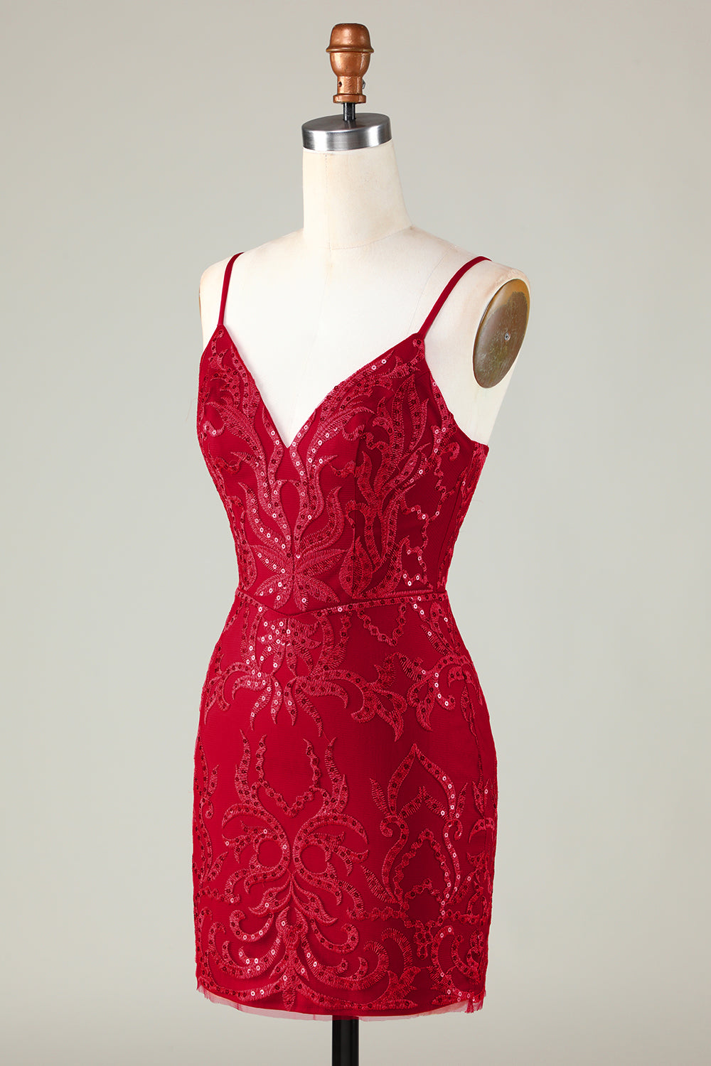 Zapakasa Women Sparkly Dark Red Sequins Spaghetti Straps Tight Short Homecoming Dress Zapakasa Women Sparkly Dark Red Sequins Spaghetti Straps Tight Short Homecoming Dress