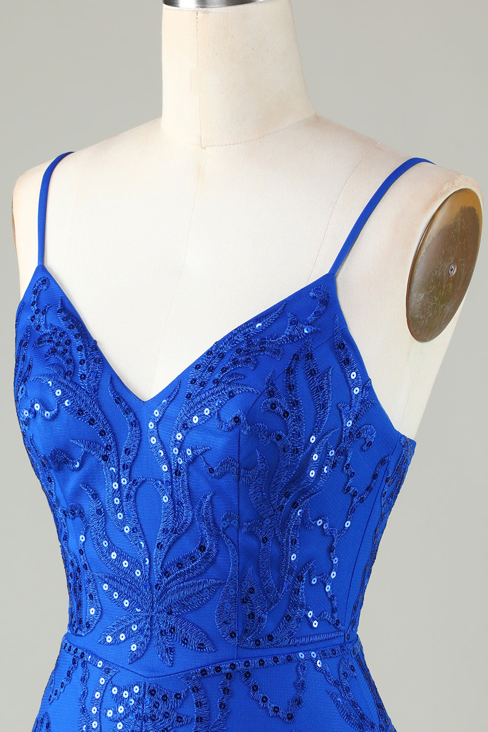 Sparkly Royal Blue Sequins Spaghetti Straps Tight Short Homecoming Dress