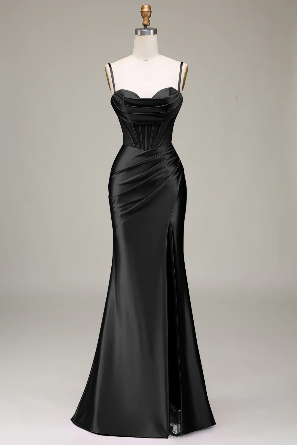 Zapakasa Women Orange Prom Dress with Corset Satin Spaghetti Straps Evening Party Dress with Slit Zapakasa Women Orange Prom Dress with Corset Satin Spaghetti Straps Evening Party Dress with Slit