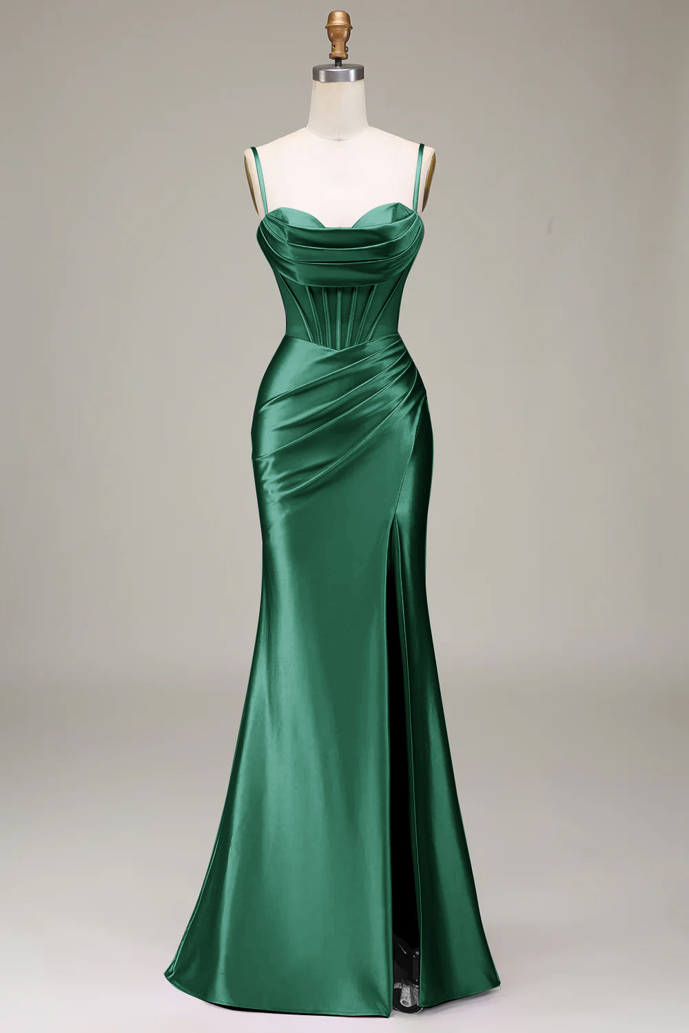 Zapakasa Women Orange Prom Dress with Corset Satin Spaghetti Straps Evening Party Dress with Slit Zapakasa Women Orange Prom Dress with Corset Satin Spaghetti Straps Evening Party Dress with Slit