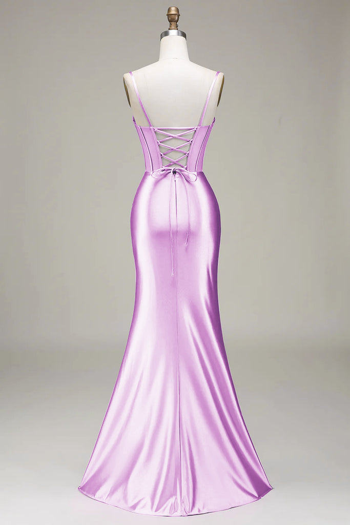 Princess Satin Royal Blue Spaghetti Straps Prom Dress with Appliques main image 1