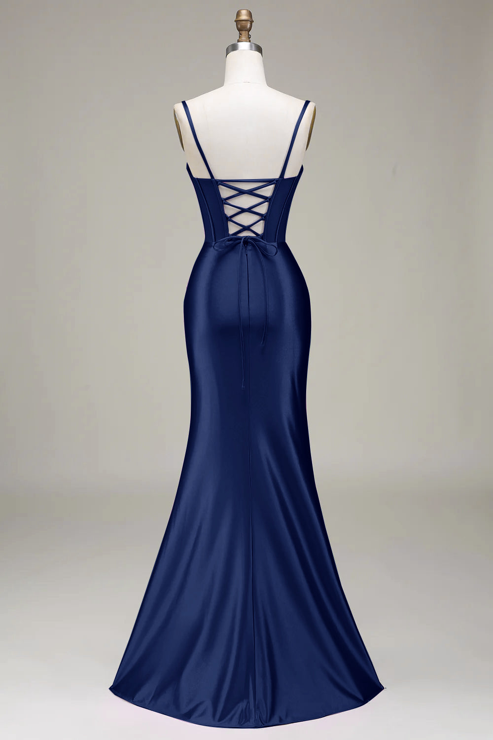 Zapakasa Women Royal Blue Prom Dress with Corset Satin Spaghetti Straps Evening Party Dress with Slit Zapakasa Women Royal Blue Prom Dress with Corset Satin Spaghetti Straps Evening Party Dress with Slit