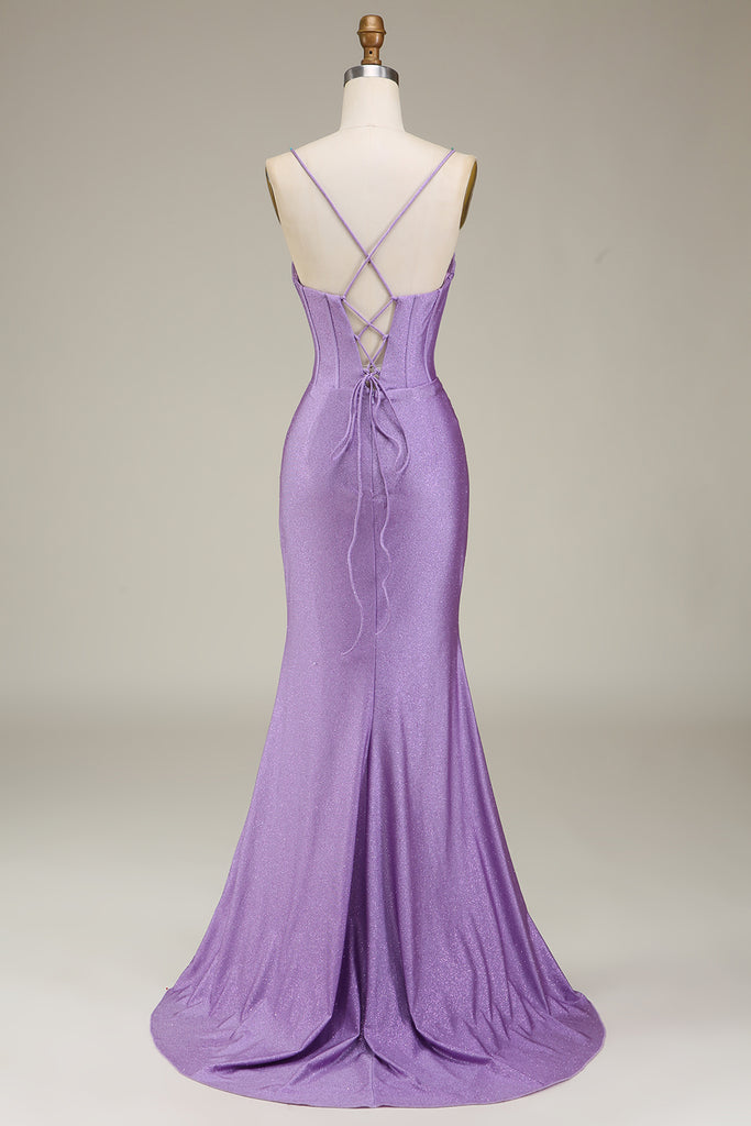 Lilac Spaghetti Straps Long Party Prom Dress  cc1375