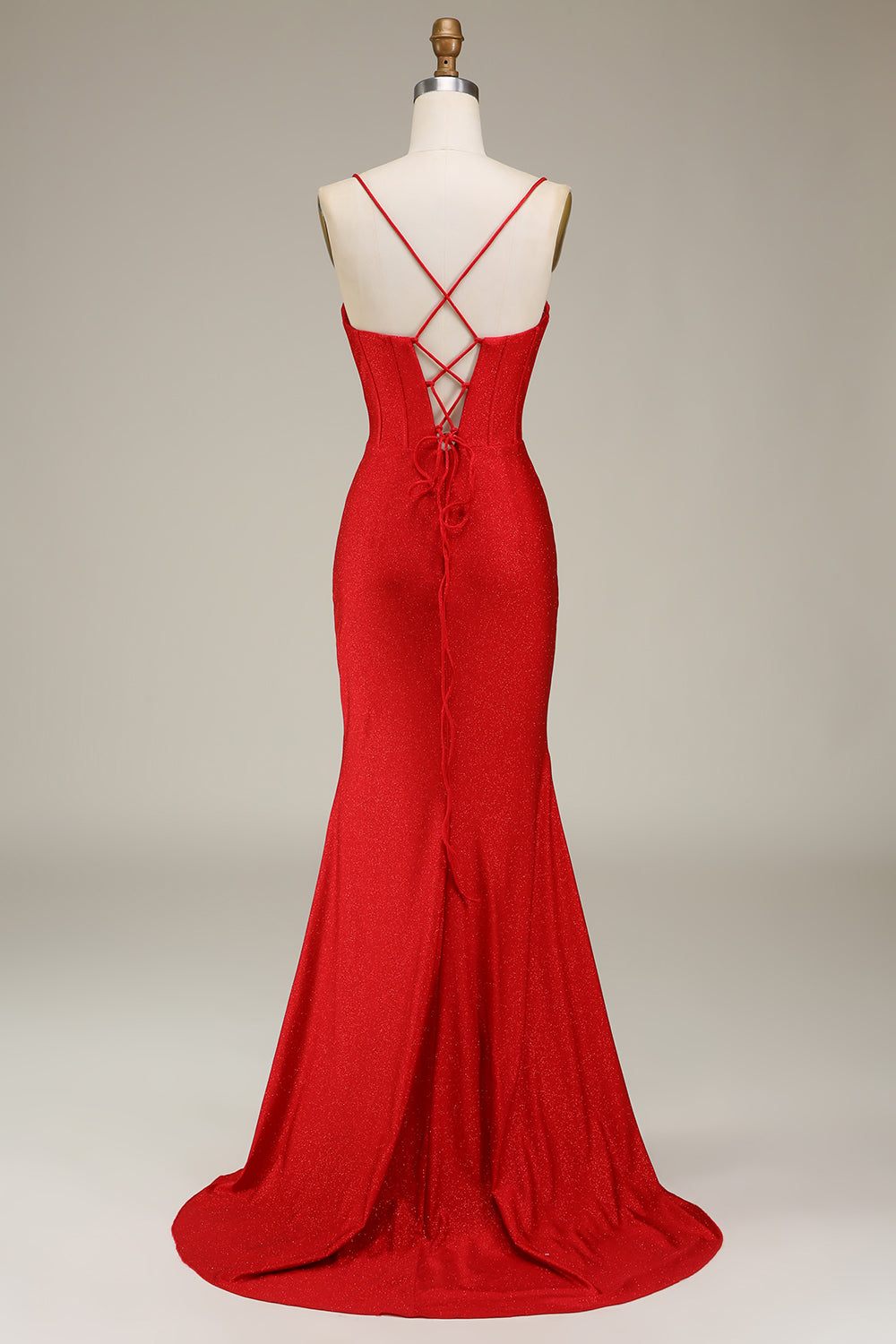 Dark Green Spaghetti Straps Mermaid Prom Dress with slit