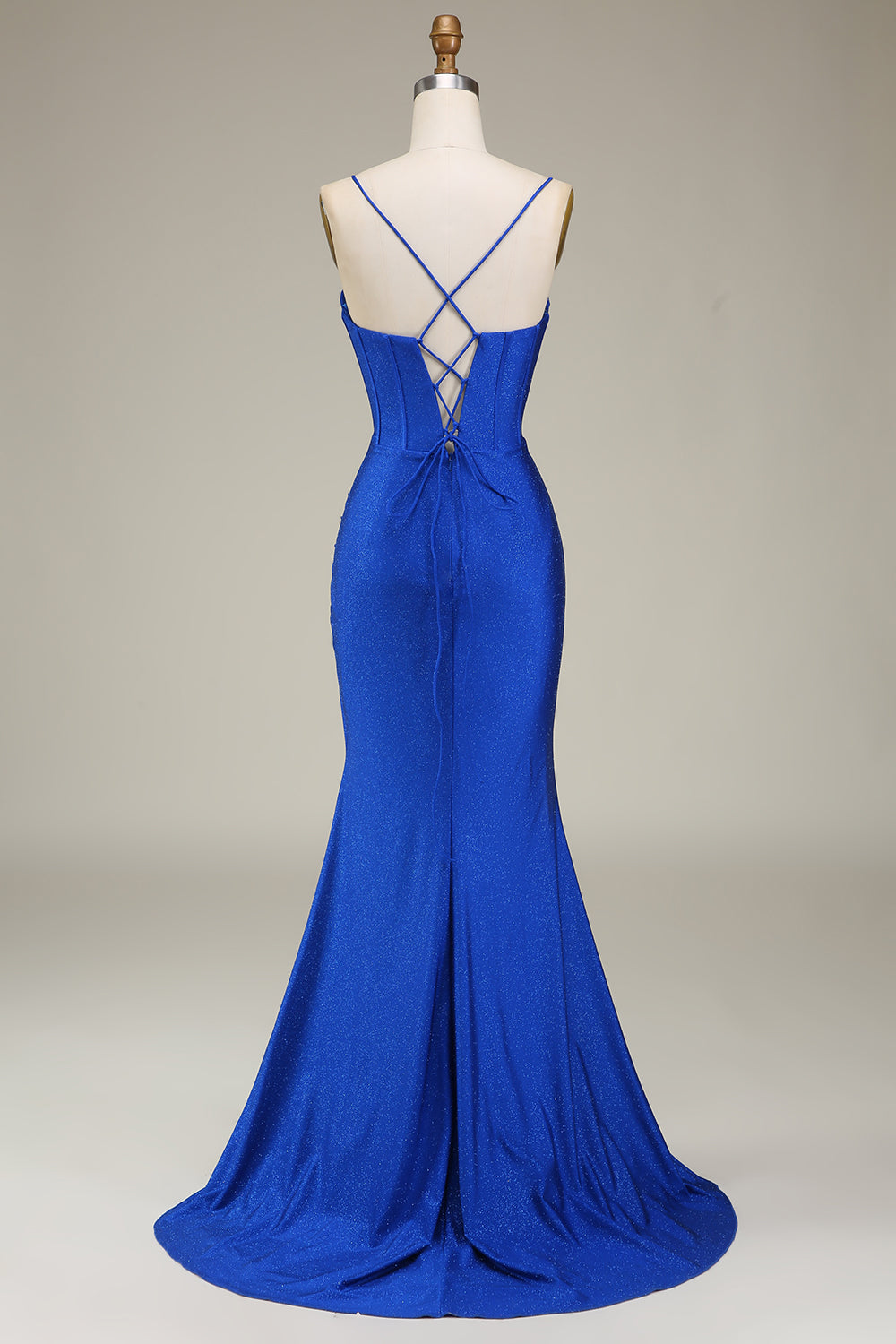 mermaid tail prom dresses Zapakasa Women Dark Green Spaghetti Straps Mermaid Prom Dress with Slit