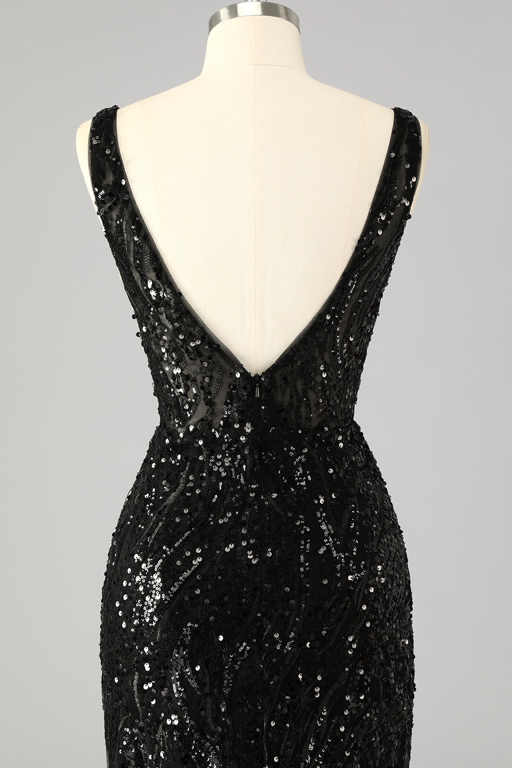 Sparkly V-Neck Sequin Mermaid Long Prom Dress with Feathers