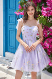 Green Short A-Line Homecoming Dress With Embroidery