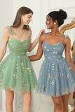 Sweetheart Lavender Short Homecoming Dress with Embroidery