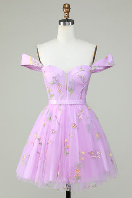 Cute A Line Sweetheart Purple Short Homecoming Dress