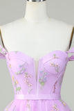 Cute A Line Sweetheart Purple Short Homecoming Dress