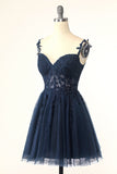 Grey Spaghetti Straps Short Homecoming Dress with Appliques
