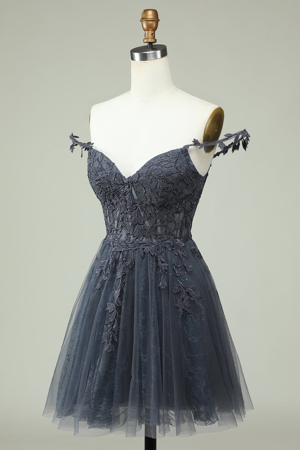 Zapakasa Women Short Homecoming Dress with Appliques Navy Spaghetti Straps Party Dress Zapakasa Women Short Homecoming Dress with Appliques Navy Spaghetti Straps Party Dress