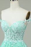 Navy Spaghetti Straps Short Homecoming Dress with Appliques