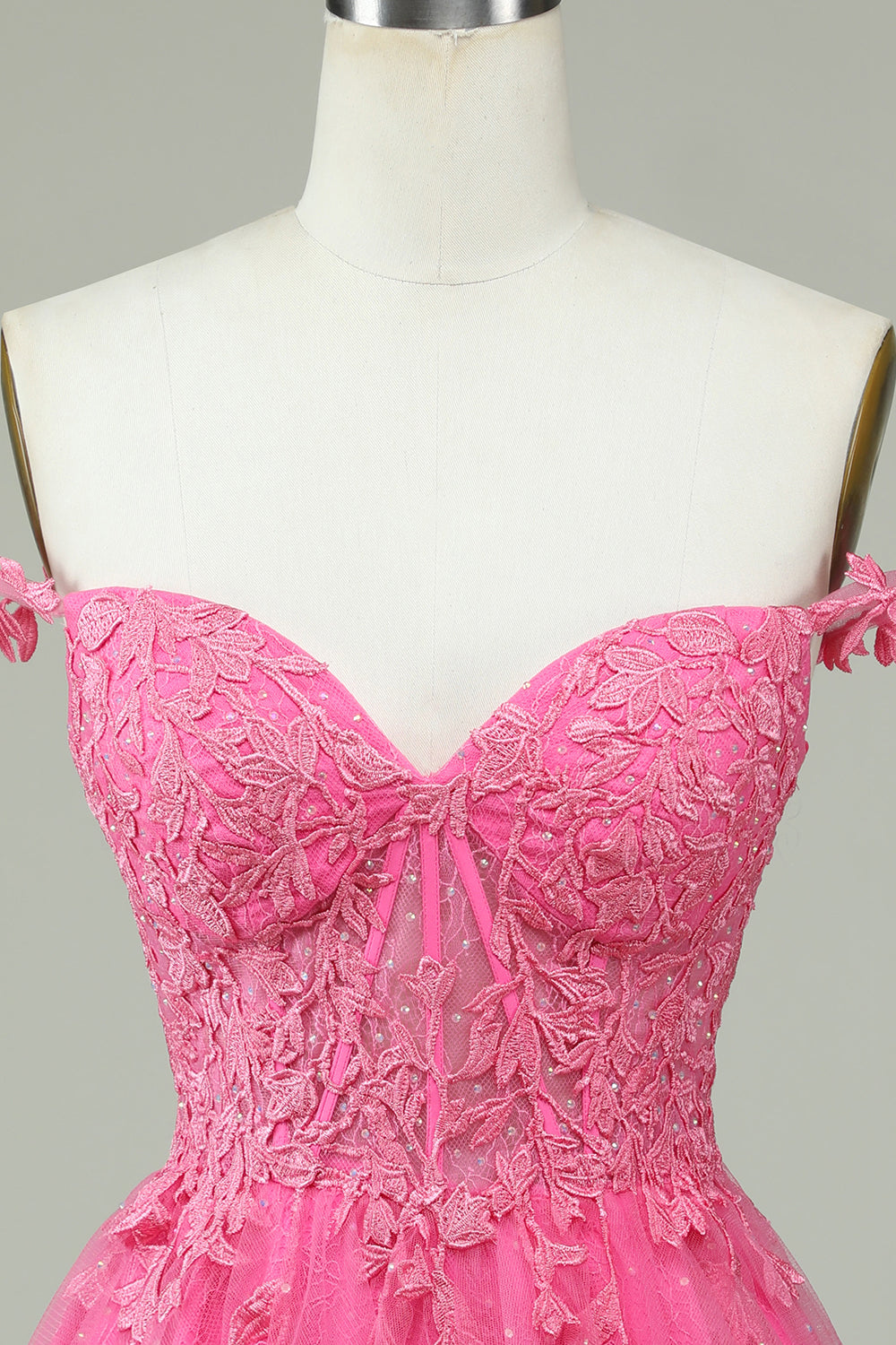 Pink Spaghetti Straps Short Homecoming Dress with Appliques