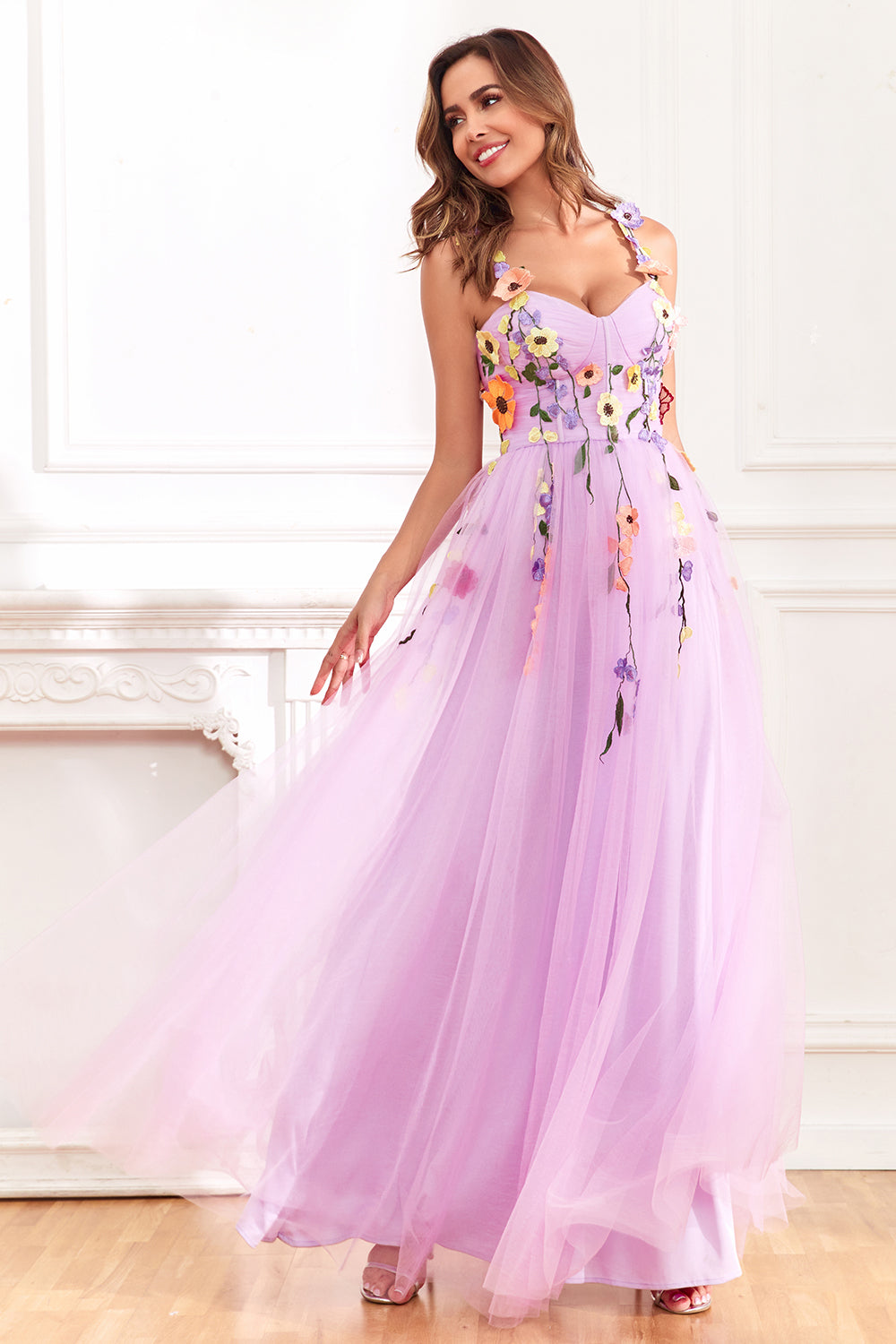 Zapakasa Flower Champagne Prom Dress A-Line Tulle Floor-Length Sweetheart Ball Gown Dress Zapakasa Flower Champagne Prom Dress A-Line Tulle Floor-Length Sweetheart Ball Gown Dress