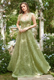 Purple A-Line Long Prom Dress With Embroidery