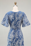 Golden Purple Velvet Burnout V-Neck A-Line Long Wedding Guest Dress