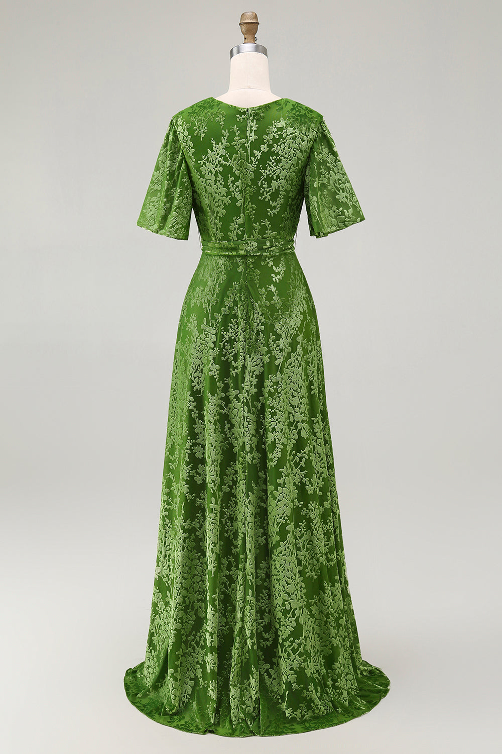 Burnout Velvet Dark Green Mother of Bride Dress