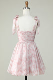 Stylish A Line Off the Shoulder Sage Printed Short Homecoming Dress