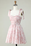 Stylish A Line Off the Shoulder Sage Printed Short Homecoming Dress