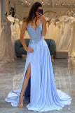 A-Line Lavender Long Prom Dress with Appliques