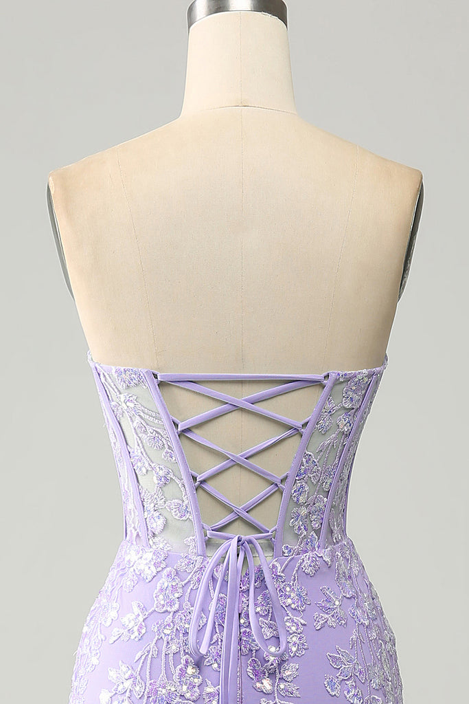 Stylish Mermaid Sweetheart Light Blue Corset Ball Dress with Appliques